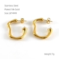 Orecchini irregolari in acciaio inossidabile placcato oro 18k con perla bianca lucida - Oro 18K / Oro