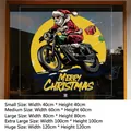 Christmas Santa on motorcycle window sticker, static cling decal in multiple sizes - Santa Riding Motorcycle (XYSD-02) / Extra Large 120*120cm