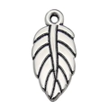 Silver hollow leaf alloy pendant with detailed veins for DIY jewelry making - Leaf Style (11315)