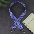 Adjustable dark blue bohemian paisley wide shoulder strap with gold metal hooks - Dark Blue/Mandala Floral