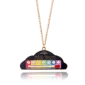 Black cloud mood tracker pendant necklace with golden chain and sliding heart slider - Mood Tracker Necklace / Cloud Necklace - Black