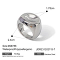 Polished silver chunky spiral ring in stainless steel with waterproof features - US 8 / Silver