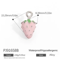 Pendentif fraise rose en alliage avec feuilles vertes, 15,29 mm pour bijoux DIY - Fraise/Rose Vert