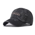 Washed black vintage baseball cap with LOVERI embroidery and distressed details - Adjustable / Black