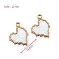 Ciondolo a cuore dorato con intarsio bianco, misura 16mm e foro da 2mm - Forma a Cuore - Oro 【2 Pezzi/Confezione】