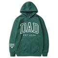 Sweat à capuche vert foncé avec imprimé blanc DAD EST 2024 et poignets à bords-côtes - S / Hauts / Vert Foncé