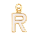 Golden metal letter R pendant with white enamel inlay for custom fashion jewelry - White - Letter R
