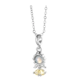 Silver mermaid pendant necklace featuring iridescent stone and yellow cubic zirconia - Yellow Gem Character (925-6# Silver)