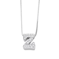 Silver letter Z necklace with cubic zirconia paving on a delicate box chain - Letter Z / Silver