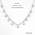 Collar de acero inoxidable plateado con dijes de corazón largo 45cm peso 6g - Oro de 18K / Color Acero