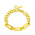 Bracciale a catena spessa in acciaio al titanio dorato con maglie rettangolari vuote - Bracciale Oro