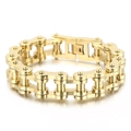 Chunky 18mm bicycle chain link bracelet with polished gold finish and hip hop style - Polished Gold (KB33665-D) / 23CM