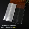 Clear 9x21 cm food-grade sealing bags for snacks and candy packaging, 100 pieces per pack - 9x21cm