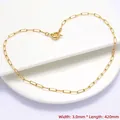 18K gold plated stainless steel paperclip chain necklace with round spring clasp - Gold