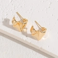 Orecchini placcati oro 14K con design ondulato irregolare su base di pietra - Orecchini A Cerchio A C Con Onde Irregolari