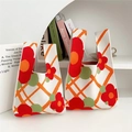 Bolsa de regalo de punto para el medio otoño con cuadros naranjas y motivos florales - Rejilla floral
