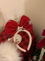 Christmas headband with plush red glitter bow and golden Merry Christmas text - 1# Christmas Headband-Red Sequin Bow
