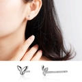 Minimalist S999 sterling silver rabbit stud earring with cute animal design for women - Rabbit Ear Studs