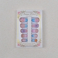 3D floral almond press-on nails with blue-pink gradient and delicate pearl accents - Blue Pink Gradient Floral (WY005)