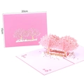 3D pop-up cherry blossom greeting card set with pink envelope and 15x20cm dimensions - Falling Cherry Blossoms