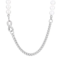 Titanium butterfly pearl necklace featuring silver infinity link and sleek chain design - Infinity Symbol Style (KN233644-Z)