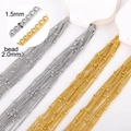 Detail of 1.5mm stainless steel bead chain and 2.0mm beads in gold and silver finish - Gold / 1.5mm Bead Chain (40+5cm)