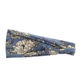 Bandeau yoga bleu à imprimé floral crème sur tissu élastique à bord large - Fleurs Bleu Beige