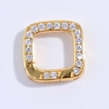 Macro shot of gold S925 sterling silver square clasp with white cubic zirconia stones - Gold Square Spring Clasp