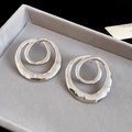Style Double Cercle Irrégulier Martelée Argent (Tige en argent)