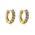 Eleganti orecchini a cerchio placcati oro 18K con zirconi colorati e cristalli pavé - 42577-Stile Bohémien Colorato