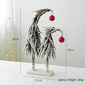 Set of 2 flocked green mini Christmas trees with red berries and ornaments, 45cm and 36cm tall - 45CM Red Ball Double Christmas Tree Set