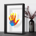 Black 3D shadow box frame with colorful layered handprints for DIY family art gifts - 22*31.4cm (Four Slots) / Black