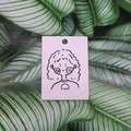Rosa Ohrring-Displaykarte mit minimalistischer Kritzelgrafik und praktischem Aufhängeloch - Kawaii Stil 3
