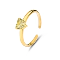 Elegant S925 sterling silver adjustable open ring with yellow heart-shaped gemstone - Gold-Heart Yellow Zirconia