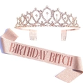 Rose gold Birthday Bitch sash and rhinestone tiara set for girls party decoration - Rose Gold Birthday Bitch Set 15