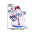 Snowman floating charm with white enamel and red hat for weather theme DIY jewelry - Scarf Snowman (F1165)