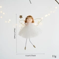 Pendaglio angelo di Natale rosa con gonna in tulle e bacchetta a stella, dettaglio 14cm - Bianco