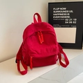 Petit sac à dos en velours côtelé rouge pour femme avec tirettes de zip tissées - Sans Pendentif / Rouge