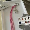 Porte-clés style Y2K avec corde tressée rose et pendentif étoile en argent poli - Rose