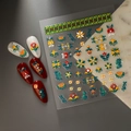 Macro detail of 5D embossed nail stickers with bohemian floral ethnic patterns and 3D texture - Ethnic Vintage Floral Style (CO-181)