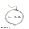 Detalle de pulsera de tenis plateada con circonita y extensión ajustable de 170 mm - Plata-Estilo Tennis 3mm (TB5110-S)