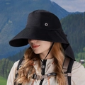 Cappello parasole nero da donna con tesa larga e protezione per la nuca da esterno - Nero(8901)
