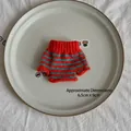 Miniature knitted doll sweater in orange and teal stripes for Christmas tree decoration - Orange Striped Top