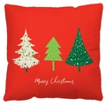 Square red plaid Christmas cushion cover with white Merry Christmas cursive embroidery - Style 9-Red Cursive Merry Christmas