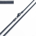 Minimalist black snake chain necklace in stainless steel with detail zoom and lobster clasp - 2.4mm Black Blade Chain