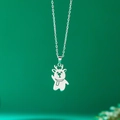 Silver stainless steel necklace featuring a cute cartoon reindeer pendant for Christmas - Standing Deer / Silver