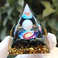 Orgone energy pyramid with white sphere and galaxy pattern over blue healing stones - White Ball Vortex / Small