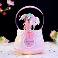 Pink and purple dream angel musical snow globe with girl and unicorn inside - Large 100mm Snow + Light / Pink Base