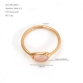 Bague élégante en acier inoxydable or rose PVD avec incrustation de pierre naturelle rose - Style Vintage Occidental (ZR2246R) / Style 54 / Or rose