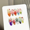 3D-Blumen und Schmetterling Kunstnägel Set mit 10 Stück für ein exquisites Frühlingsdesign - XS / Lange Ovale Form (666) / Frühlingsblumen und Schmetterling Relief Stil
